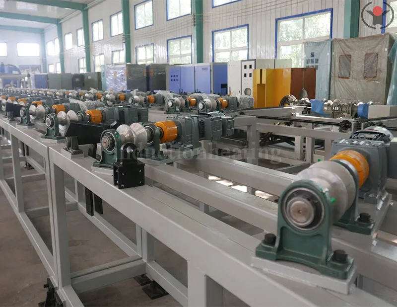 Thread rod induction hardening and tempering line