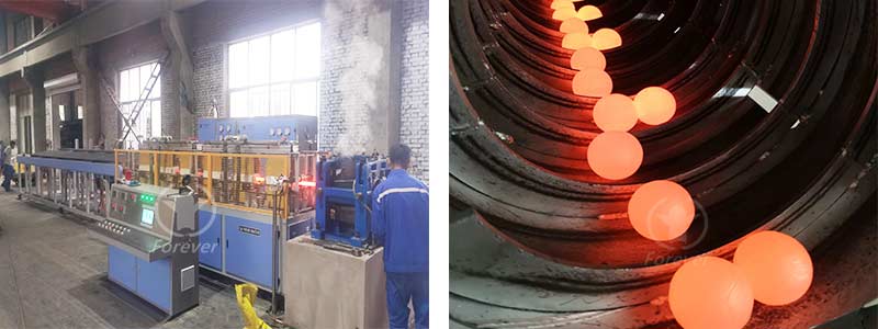 Skew rolling steel ball production line