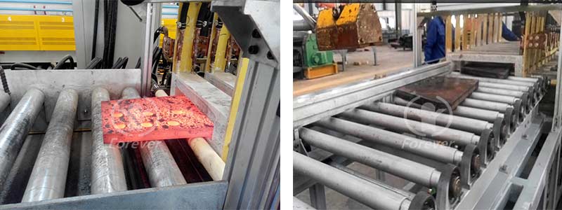 Knife blade plate induction hardening line