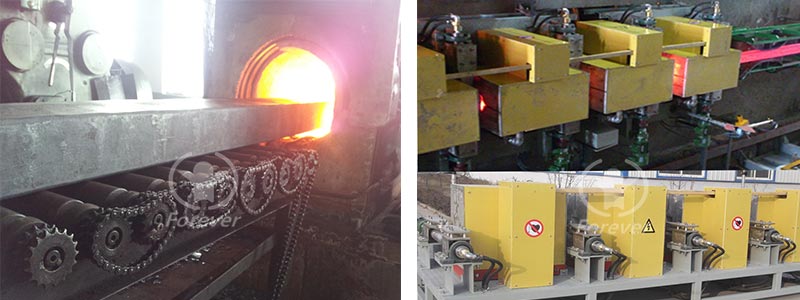 The entire process of heating steel billets in an induction heating furnace