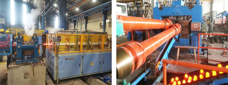 Induction heating furnace for steel ball hot rolling