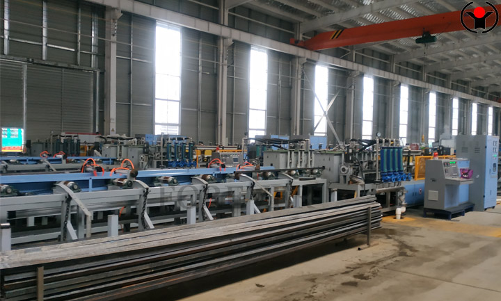 Square pipe induction hardening treatment line
